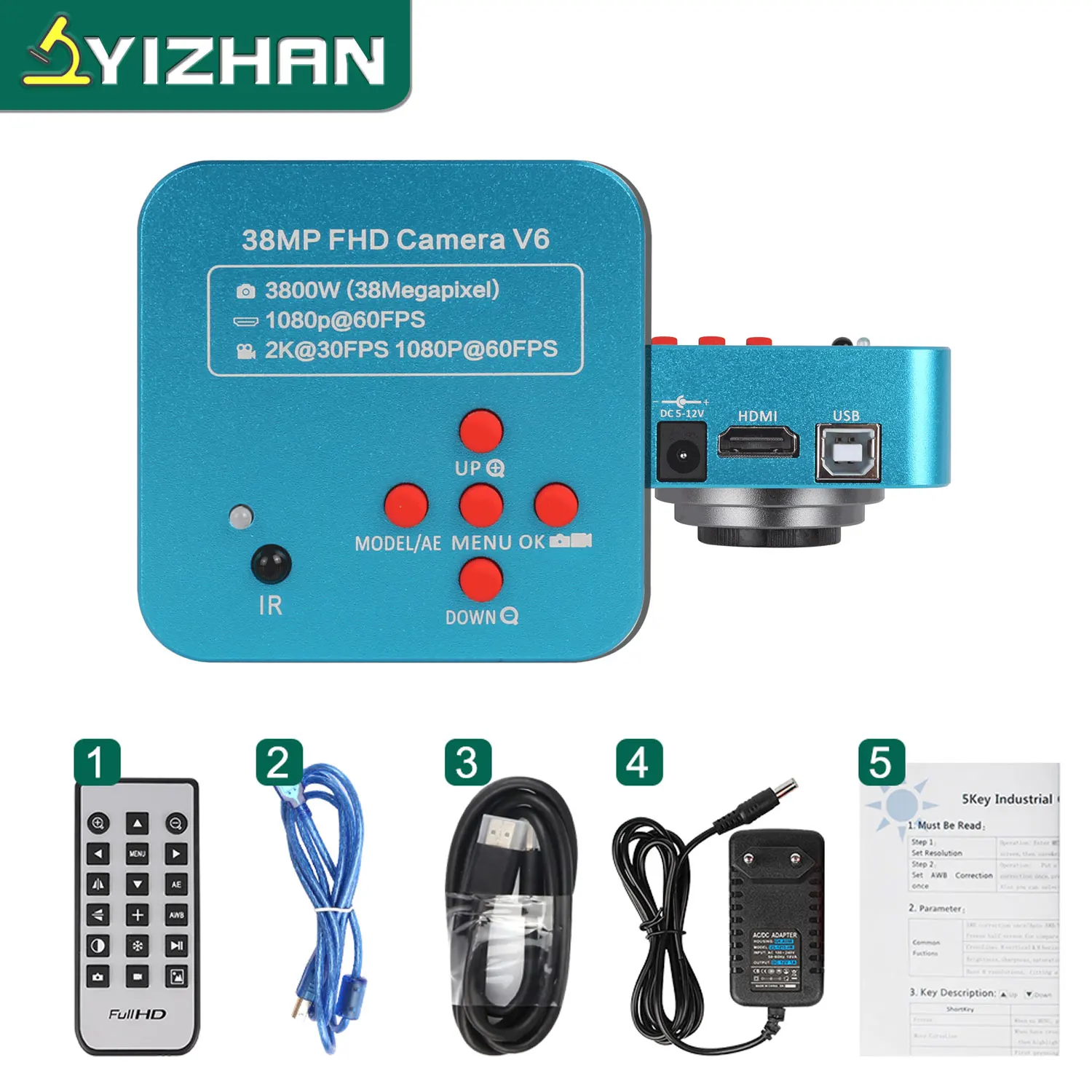Generic YIZHAN 38MP Digital Microscope 2K HDMI USB Trinocular ...