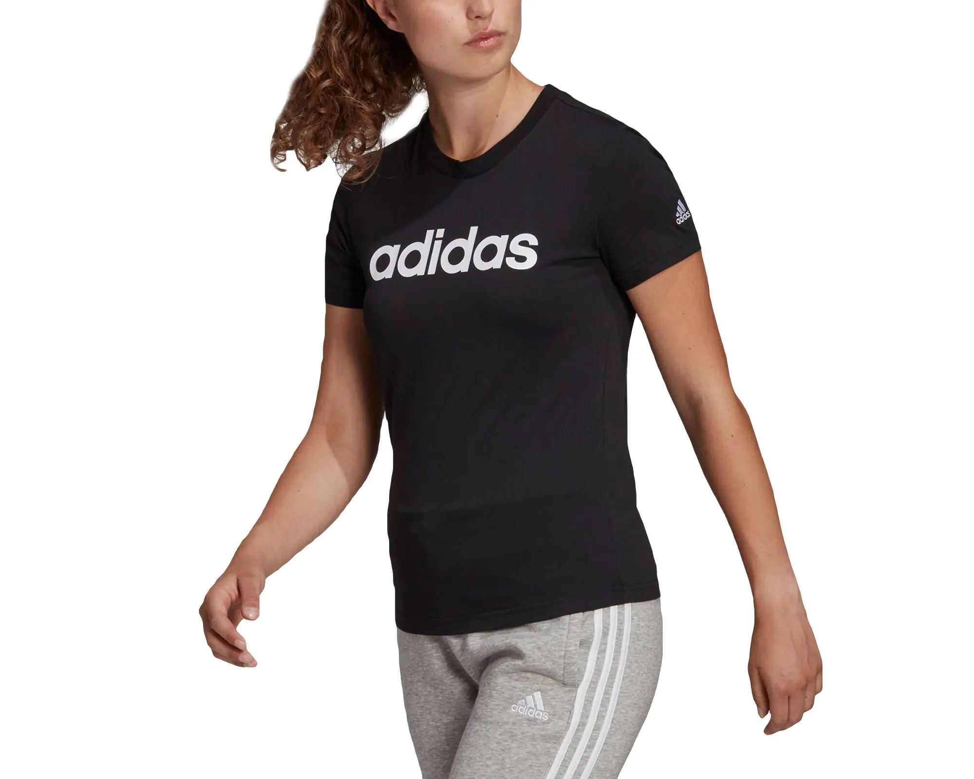 

Adidas Original Women's Daily Wear T-Shirt Black Color Sporty Walking Training Yoga Plates Sports Casual W Lin T T-Shirt