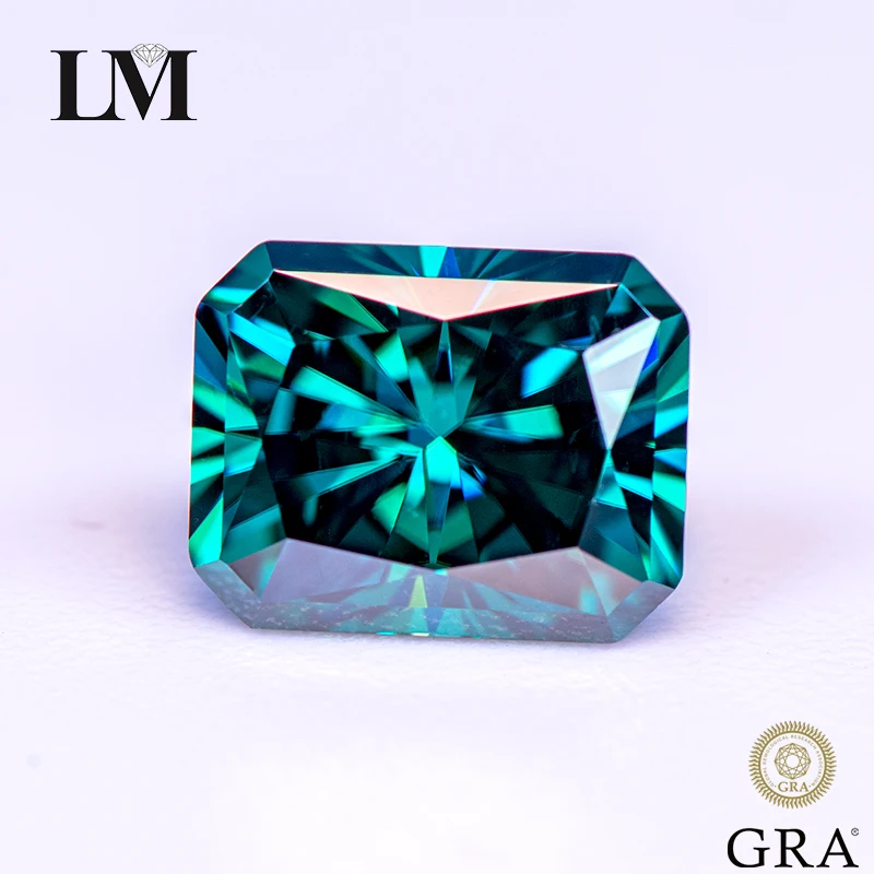 

Moissanite Stone Primary Color Emerald Green Radiant Cut Lab Grown Diamond DIY Charms Woman Jewelry Making with GRA Certificate