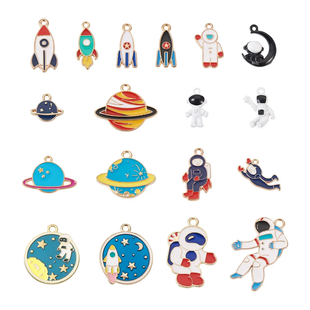 36Pcs Mixed Cartoon Astronaut Planet Spaceman Rocket Alloy Pendant Charms For Jewelry Making Brooch Earrings DIY Accessories
36Pcs Mixed Cartoon Astronaut Planet Spaceman Rocket Alloy Pendant Charms For Jewelry Making Brooch Earrings DIY Accessories