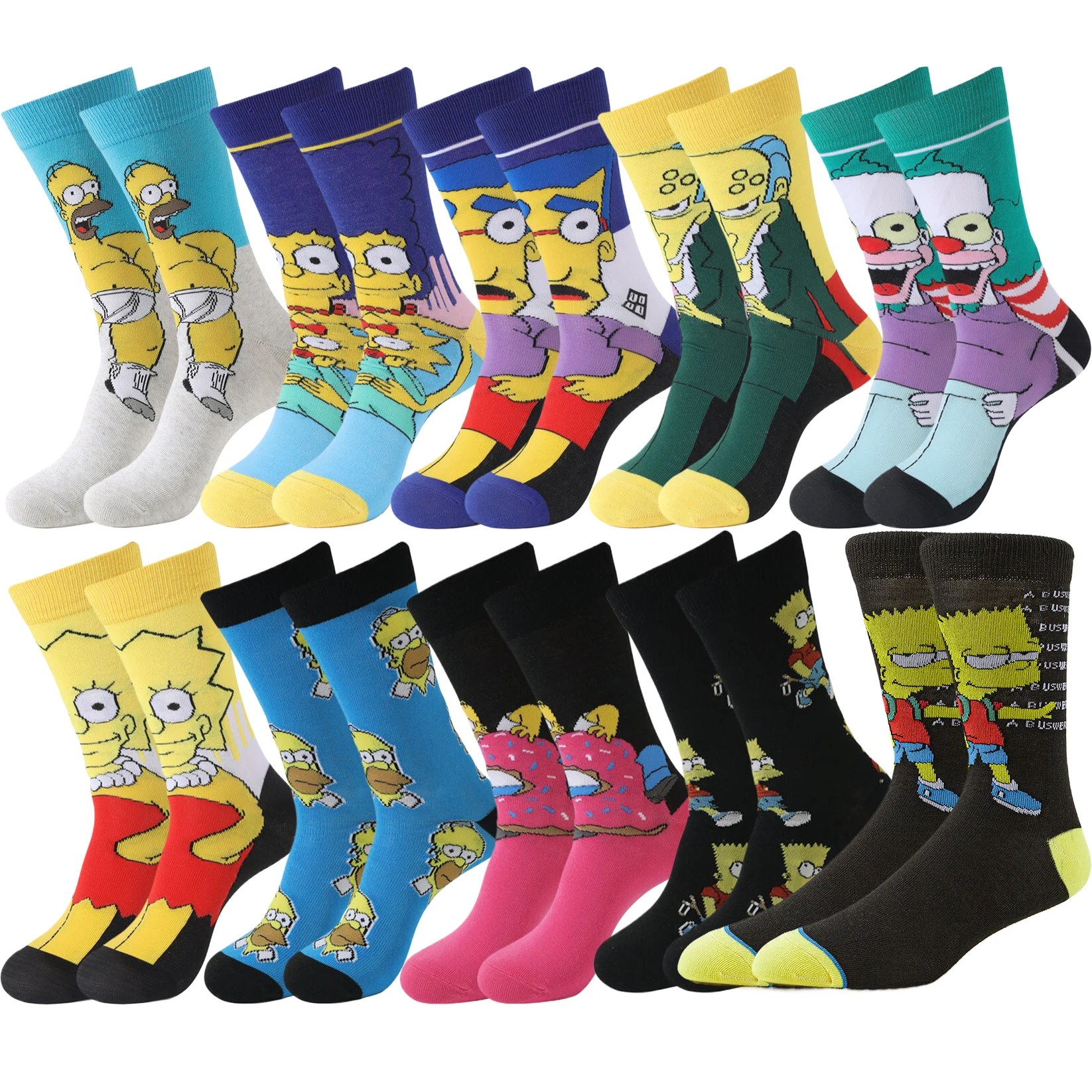

5pairs MINISO Men socks anime movie gamers cartoon socks hip hop novelty funny sock