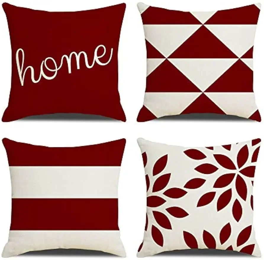 

Red geometric modern decorative cushion cover for pillows living room sofa cushion cover 45x45 cm pillow case home decor