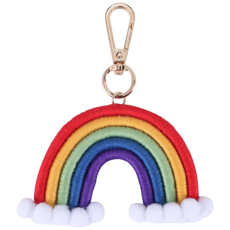 

Macrame Rainbow Keyring, Handwoven Keychain, Bohemian Colourful Rainbow Key Pendant For Car Key Handbag Purse