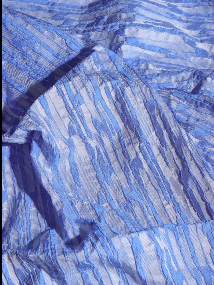 

Jacquard Fabric Dress Clothing Designer Light Blue Bubble Apparel Sewing Fabric Wholesale Cloth Per Meters Diy Material
