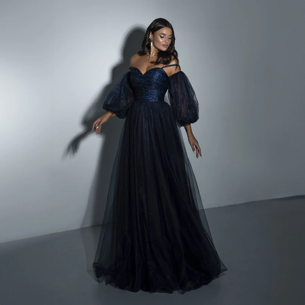 Sparkly Sweetheart Sequins Tulle Formal Prom Dress for Women Floor-Length A-line Prom Gown with Removable Puff Sleeve
Sparkly Sweetheart Sequins Tulle Formal Prom Dress for Women Floor-Length A-line Prom Gown with Removable Puff Sleeve
