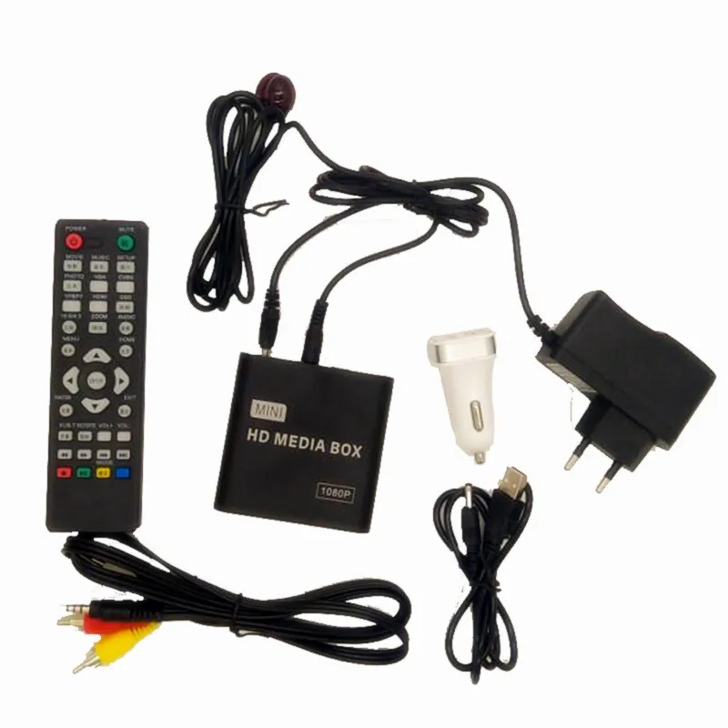 

New HD 1080P Mini Car Media Player For Car Center HDD U Disk MultiMedia Player With Car Charger IR Extender AV SD/MMC