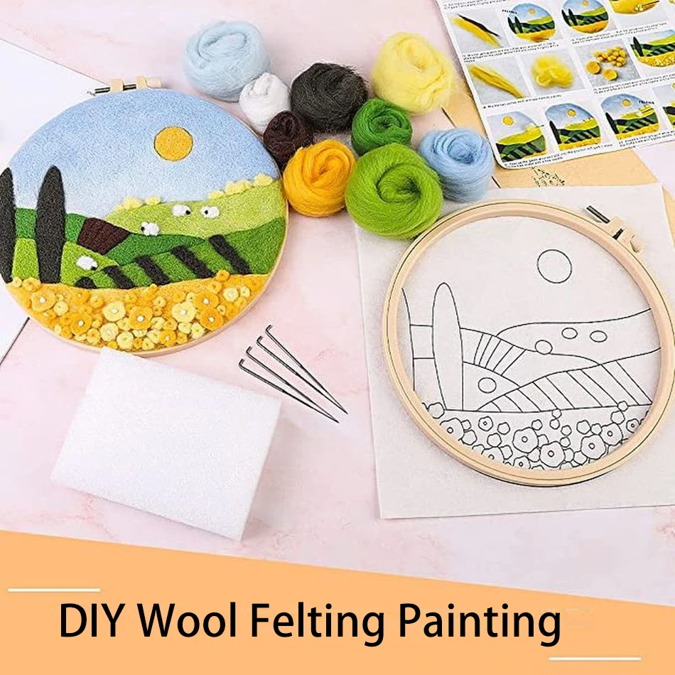 CHENISTORY Wool Felting Painting With Embroidery 20x20cm Frame Farm Needle Wool Painting Picture Handicrafts For Home DIY Gift
CHENISTORY Wool Felting Painting With Embroidery 20x20cm Frame Farm Needle Wool Painting Picture Handicrafts For Home DIY Gift