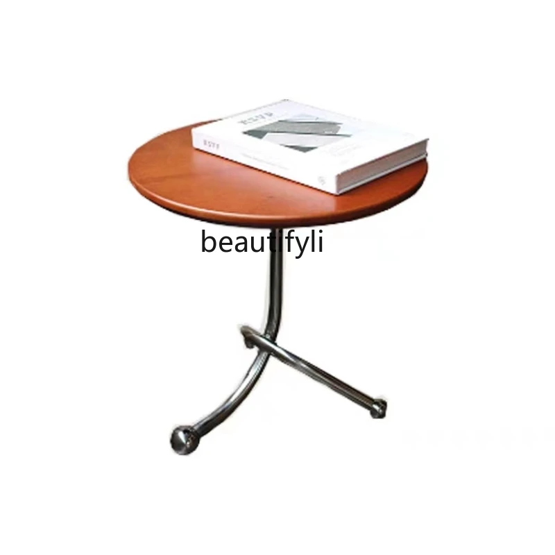 

Боковой столик из массива дерева средней древесины, домашний диван, стильный журнальный столик, прикроватный круглый Угловой Столик, мини-стол, мебель
