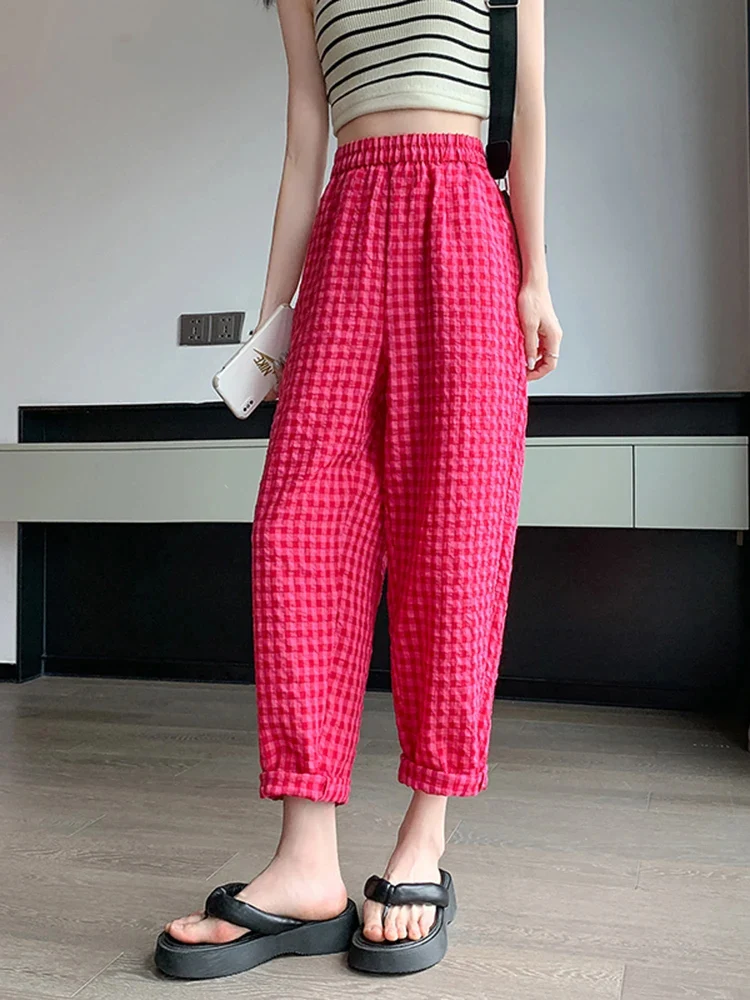 Summer Cotton Linen Loose Capri Female Women Korean Casual Street Hipster Trousers Wide Leg Red Black White Plaid Pants
Summer Cotton Linen Loose Capri Female Women Korean Casual Street Hipster Trousers Wide Leg Red Black White Plaid Pants