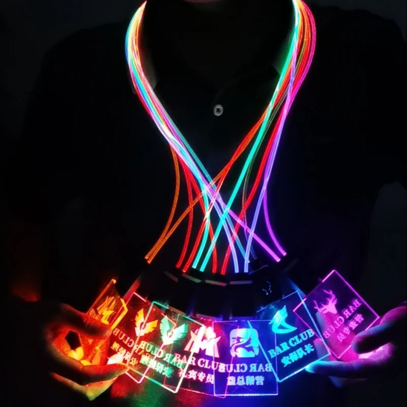 

Customized.product.USB rechargeable New Hot Selling Customized LOGO Colorful Badge ID Card Holder Glowing LED Lanyard