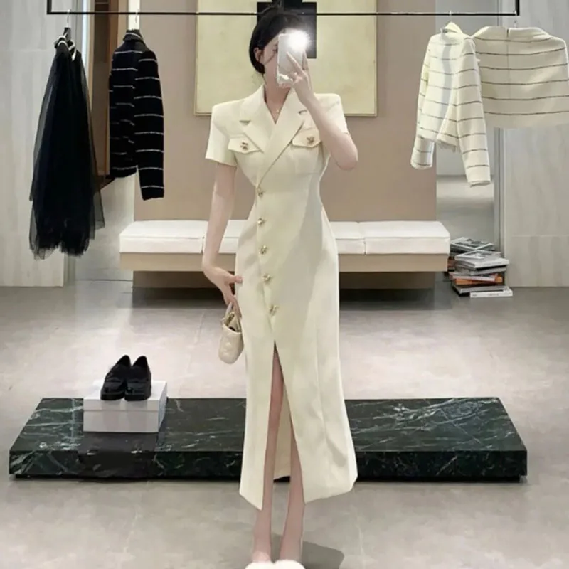 Korean suit dress Women summer 2024 new Casual Party Vestidos female single-breasted split hip long skirt elegant Luxury dresses
Korean suit dress Women summer 2024 new Casual Party Vestidos female single-breasted split hip long skirt elegant Luxury dresses