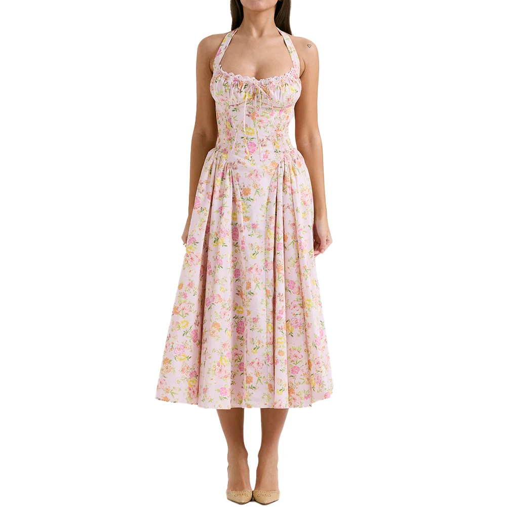 Suspender Dress Summer Sexy Backless Slimming Beach Dress Long Floral Fashionable Simple Printed Banquet Women's Clothing
Suspender Dress Summer Sexy Backless Slimming Beach Dress Long Floral Fashionable Simple Printed Banquet Women's Clothing