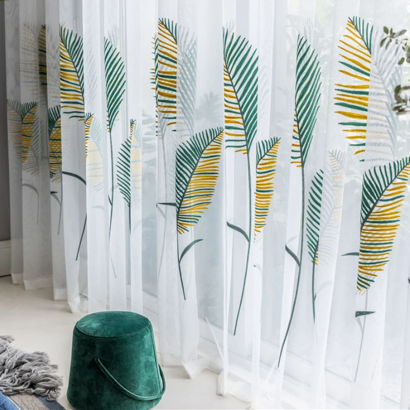 Yellow Green Leaves EmbroideryBroadleaf Window Drapes White Sheer Kitchen Balcony Curtains for Living Dining Room Bedroom
Yellow Green Leaves EmbroideryBroadleaf Window Drapes White Sheer Kitchen Balcony Curtains for Living Dining Room Bedroom