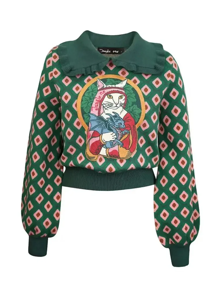 Cartoon Embroidered Jacquard Knit Sweater Pullover Women Stylish Vintage Fashion Chic Tops Autumn Winter Long Sleeve Jumper Y2K
Cartoon Embroidered Jacquard Knit Sweater Pullover Women Stylish Vintage Fashion Chic Tops Autumn Winter Long Sleeve Jumper Y2K