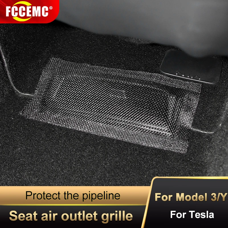 

Car Air Outlet Cover Under Seat For Tesla Model 3 Model Y Rear Under Seat Air Vent Anti-blocking Dust Covers Model 3 Accessories