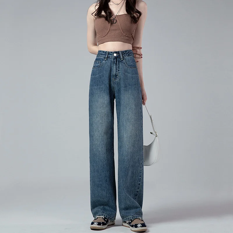 Women's Floor Mopping Loose Jeans Vintage High Waist Slim Straight Draped Wide Leg Denim Pants Women Baggy Jean
Women's Floor Mopping Loose Jeans Vintage High Waist Slim Straight Draped Wide Leg Denim Pants Women Baggy Jean