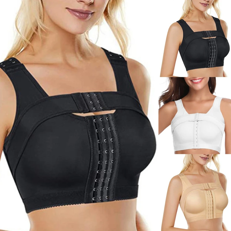 

Women Post-Surgery Shaper Front Closure Bra Compression Posture Corrector Crop Top with Breast Support Band