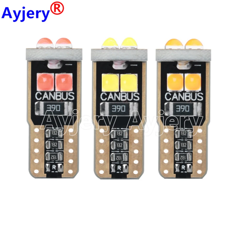 

AYJERY 1000pcs 12V T10 Canbus 6 SMD 3030 Convext LED W5W Car Styling Auto Wedge Tail Side Bulb License Plate Lights White Blue