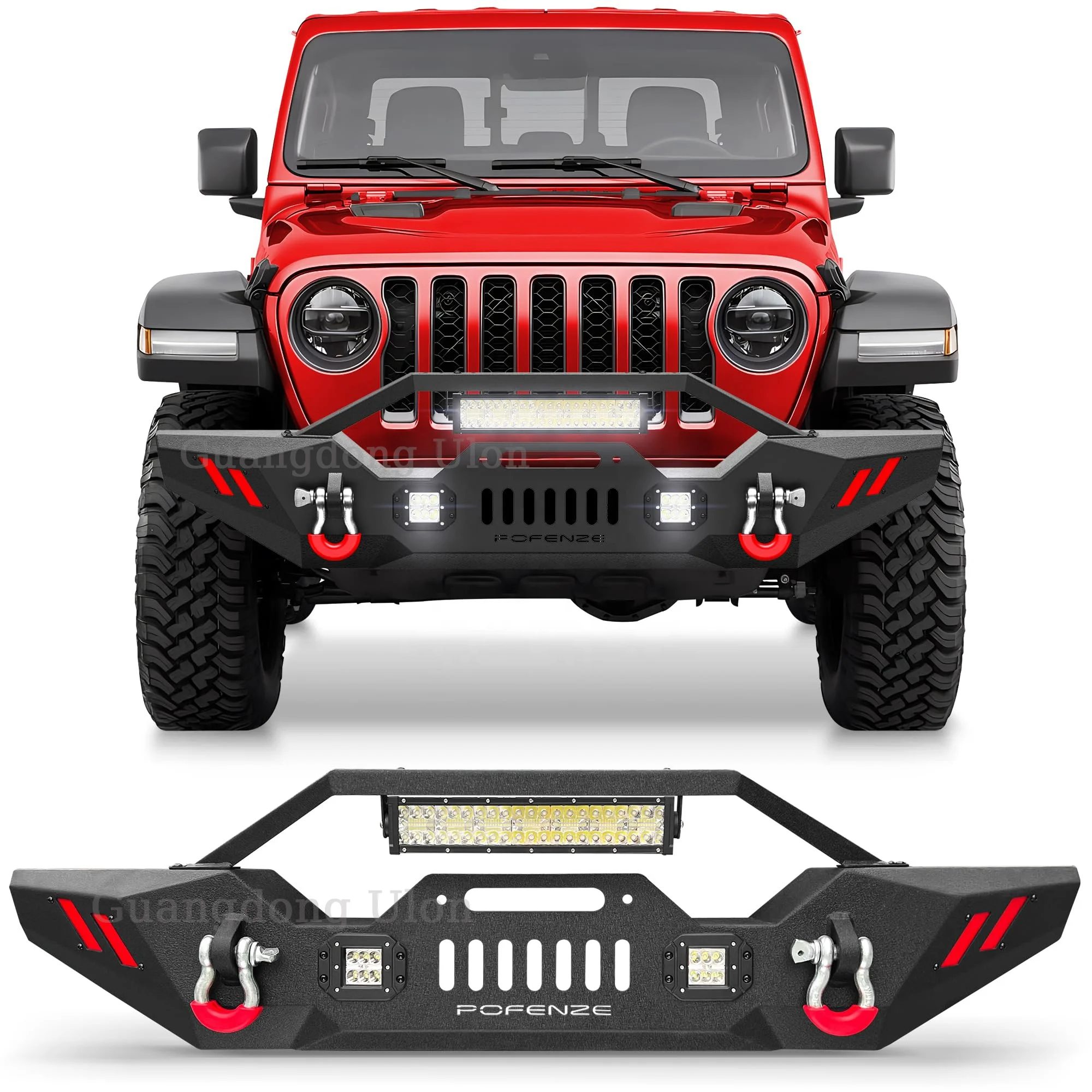 

Front Bumper Compatible with Jeep Wrangler JK JL & Gladiator JT 2007-2024, Offroad Full Width Bumper with Winch Plate