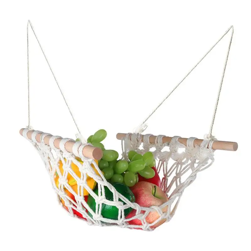 Fruit Hammock Bohemian Style Handmade Cotton Rope Woven Wall Hanging Toy Storage Net Bag Large Capacity White Fruit Basket 
Fruit Hammock Bohemian Style Handmade Cotton Rope Woven Wall Hanging Toy Storage Net Bag Large Capacity White Fruit Basket