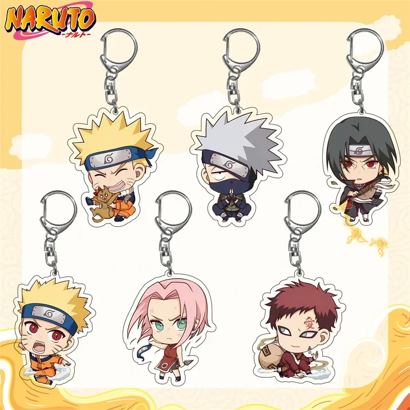 

Naruto Anime Keychain Fashion Jewelry Cartoon Figure Acrylic Keyring Uzumaki Kakashi Action Figures for Men Women Bag Pendant