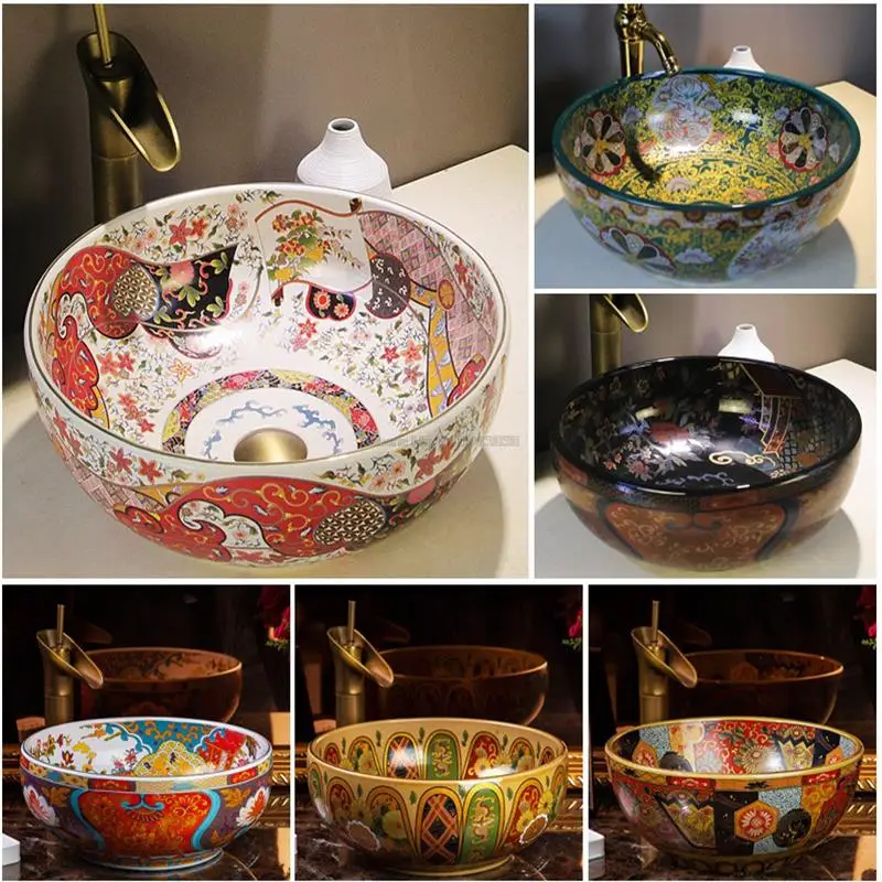 Art Basin Washbasin Bathroom Washbasin American-style Wind Bench on the Ceramic Basin Retro Bathroom Basin
Art Basin Washbasin Bathroom Washbasin American-style Wind Bench on the Ceramic Basin Retro Bathroom Basin