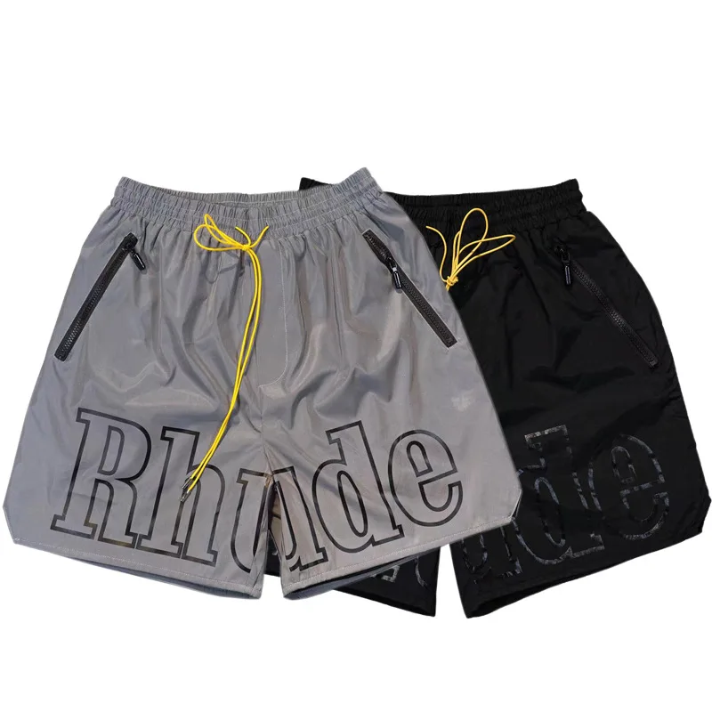 

2024 New Rhude summer new new york limited letter 3m reflective printing hip-hop casual shorts for men and women