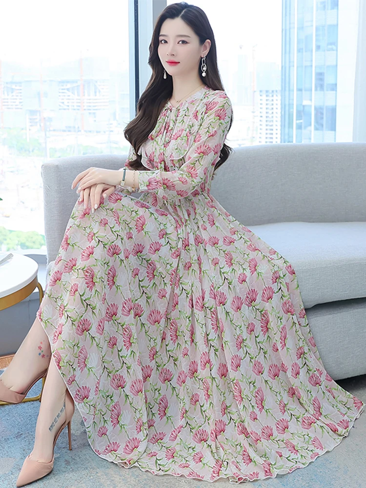 Spring Autumn Chiffon Floral Dress 2022 Beach Casual Tunics Long Sleeve Chic Maxi Elegant Dresses For Women Evening Fashion Prom
Spring Autumn Chiffon Floral Dress 2022 Beach Casual Tunics Long Sleeve Chic Maxi Elegant Dresses For Women Evening Fashion Prom