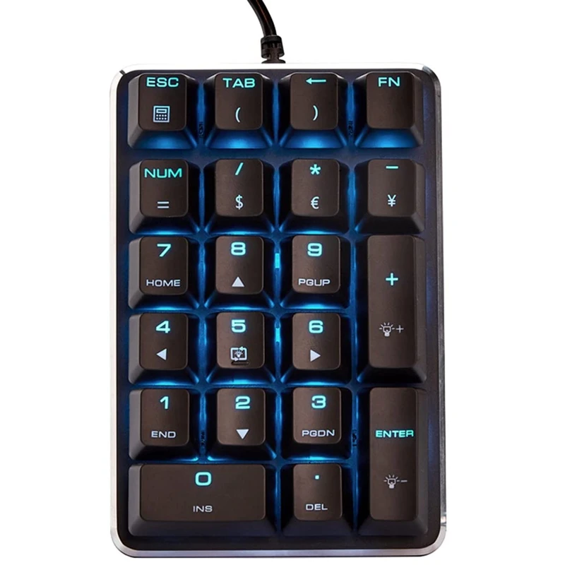 

Mechanical Numeric Keypad Brown Switch Wired Ice Blue Backlight Gaming Keypad 21 Keys Mini Numpad Portable Keypad