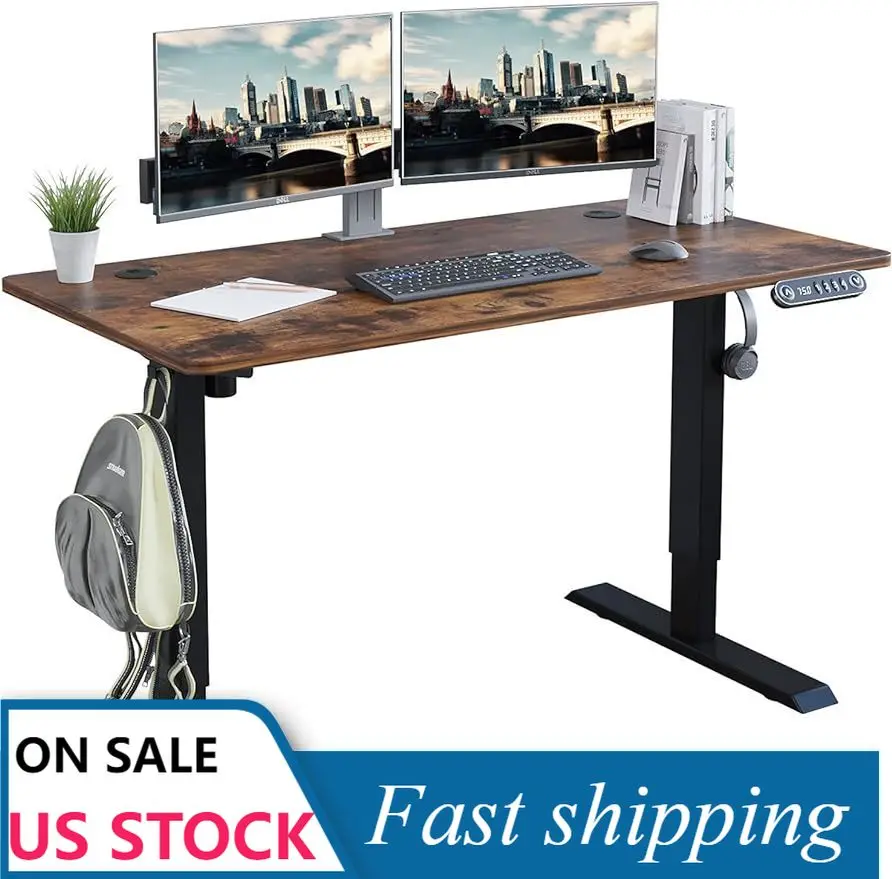 

Electric Standing Desk 48 x 24 Inches, Height Adjustable Computer Desk Sit Stand Desk Home Office Desks with Splice Board