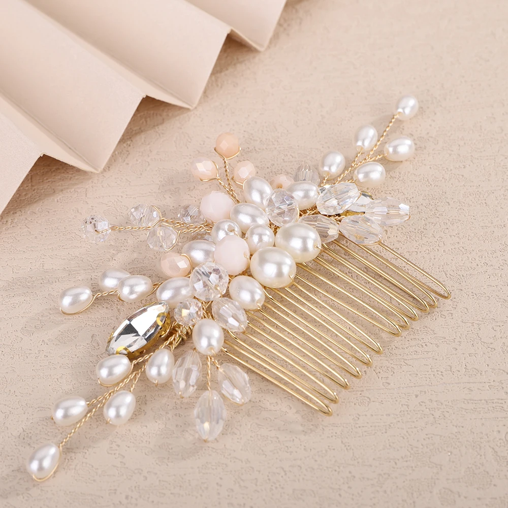 Pearl Crystal Bride Hair Comb for Wedding Hair Accessories Rhinestone Bridal Side Hair Comb Party Hair Jewelry for Women Girl 8 S2b914582b594456d855ba27bfcd582acV