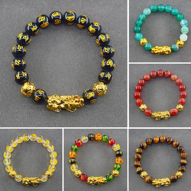 Pixiu-Bracelet Feng Shui, Richesse et Bonne Chance, Zones Me, Document localité, Perles de Pierre Obisienne, Noir, Six Rick, Cadeau 1