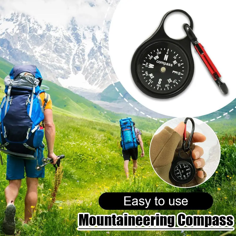 

1PC Portable Aluminum Lightweight Emergency Compass Outdoor Survival Compass Navigation Tool Wild Tool Black D7E6