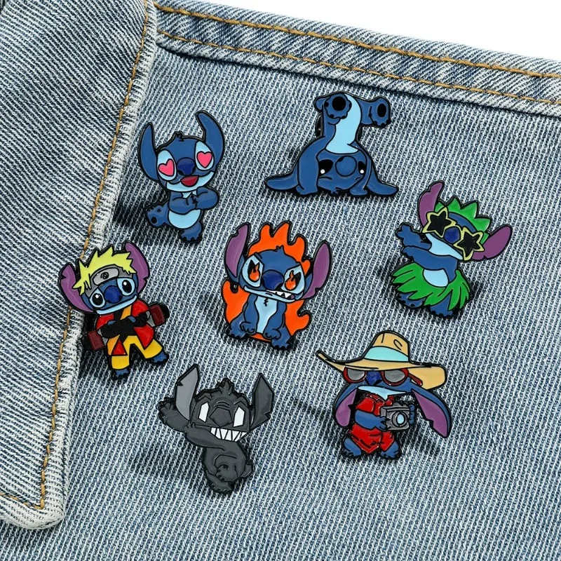 

Disney Stitch Lapel Badges Backpack Brooch Enamel Pins Metal Clothes Jeans Bags Accessories Decoration Cartoon Jewelry Anime