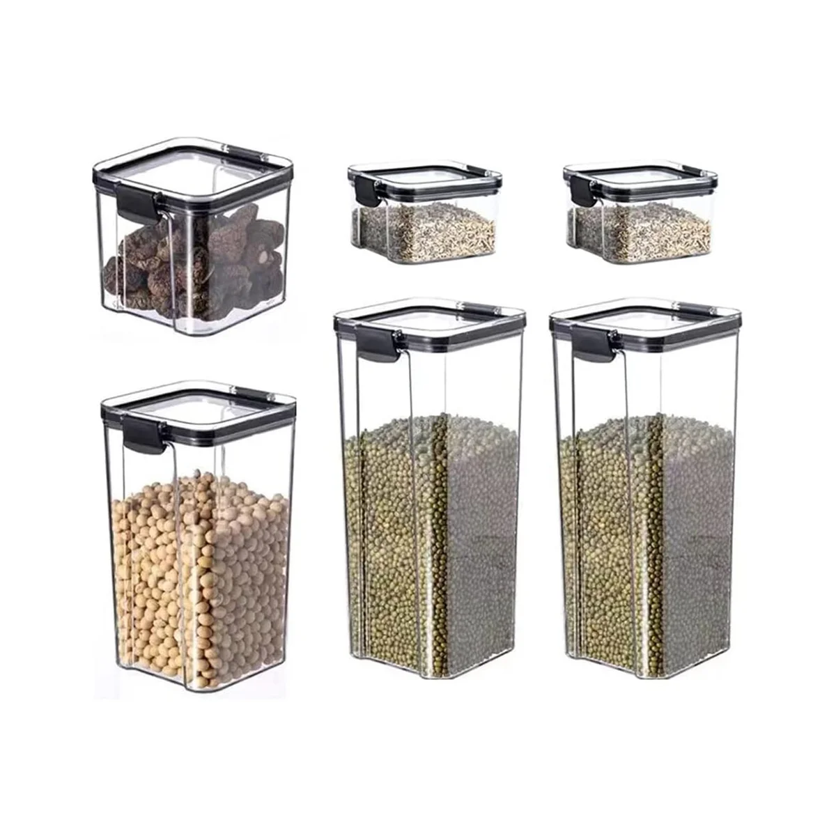 

6Pcs Kitchen Containers Seasoning Box Organizer Storage Jars for Cereals Jar for Bulk Jars with Lid