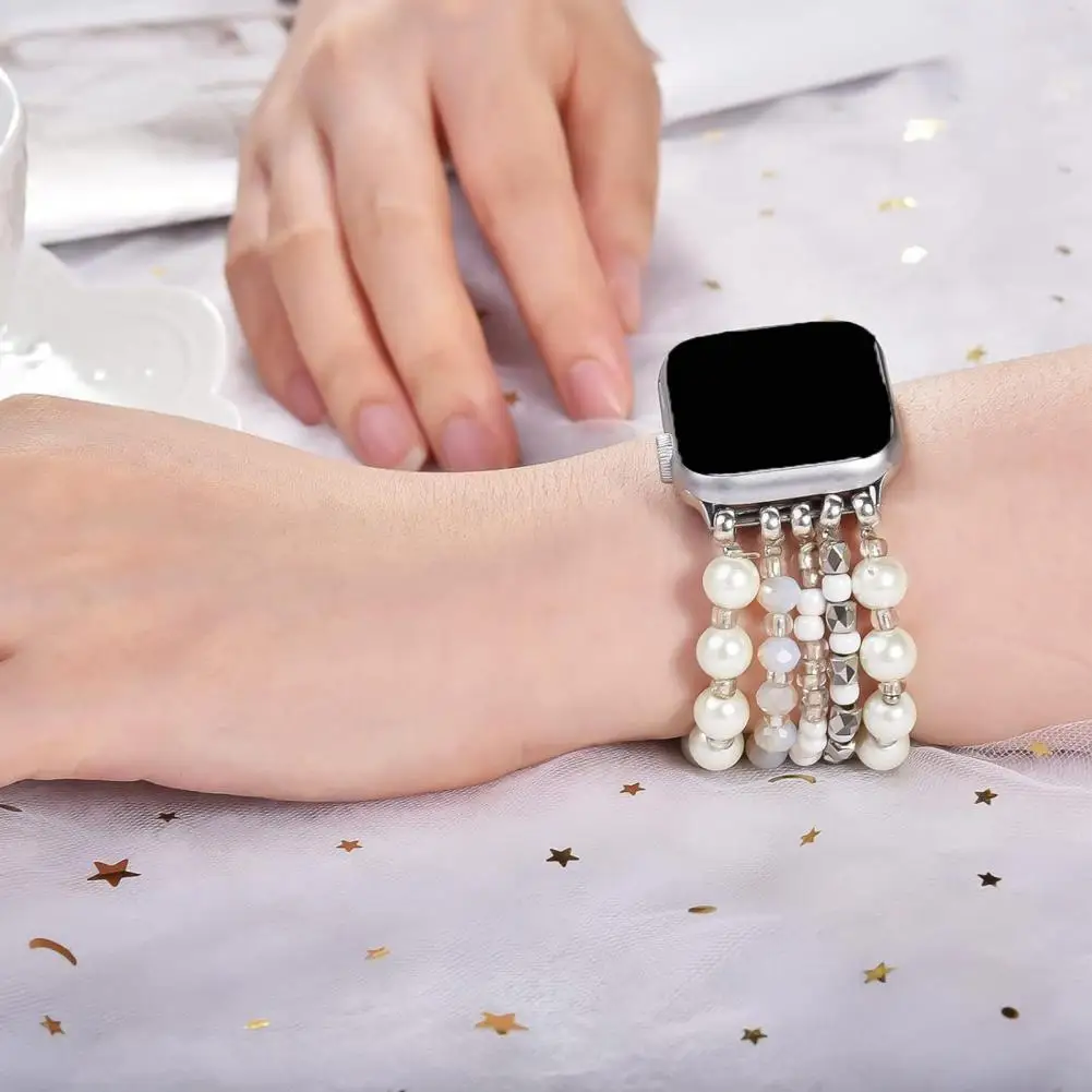 All-size Wristband for Apple Watch Elegant Faux Pearl Beaded Watch Bands for Apple Women Dressy Jewelry Strap for Iwatch Series
All-size Wristband for Apple Watch Elegant Faux Pearl Beaded Watch Bands for Apple Women Dressy Jewelry Strap for Iwatch Series