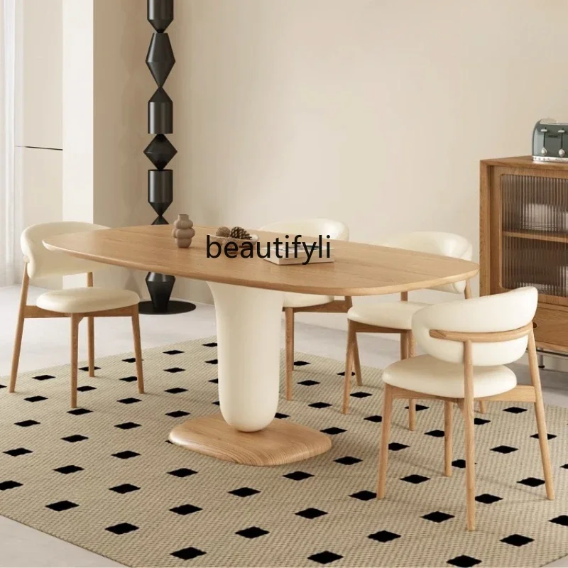 Silent Style Dining Table Household Cream Style Log Oval Solid Wood Dining Table
Silent Style Dining Table Household Cream Style Log Oval Solid Wood Dining Table