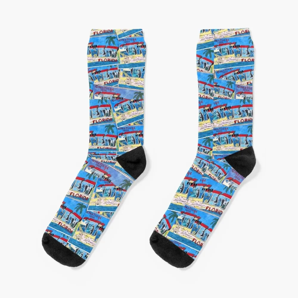 

Greetings from Key West Socks professional running funny sock christmass gift Designer Man Socks Women's