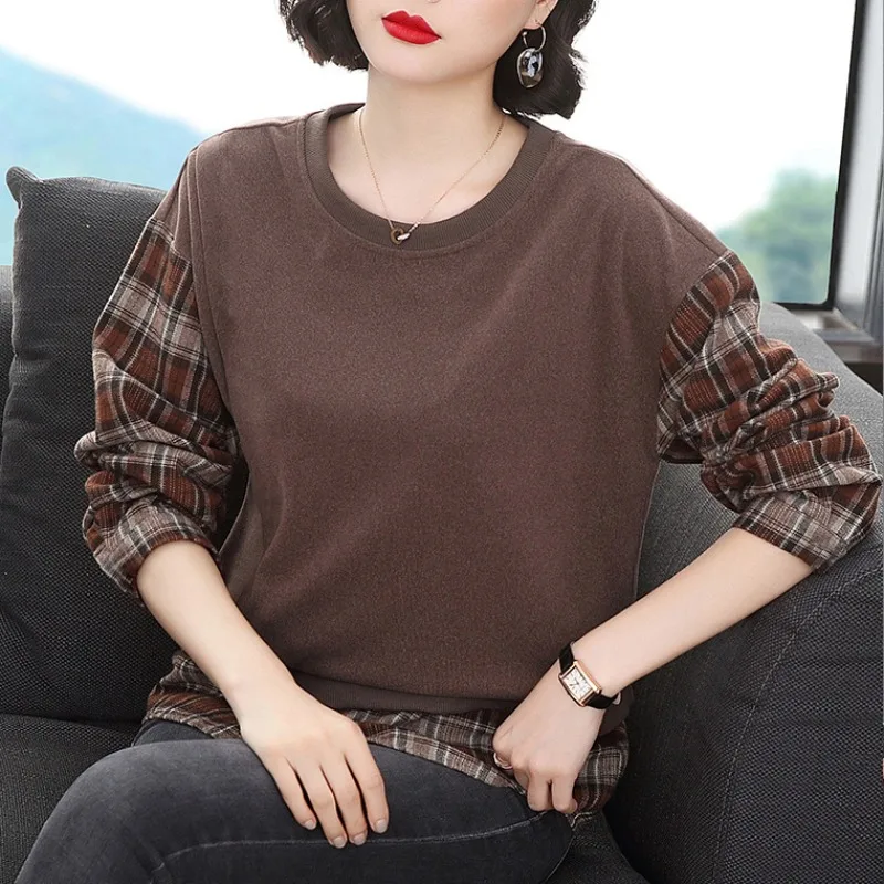 Women's Round Neck Pullover Striped Fake Two Pieces T-shirt Color Blocked Long Sleeve Spring Autumn Fashion Commute Loose Tops
Women's Round Neck Pullover Striped Fake Two Pieces T-shirt Color Blocked Long Sleeve Spring Autumn Fashion Commute Loose Tops