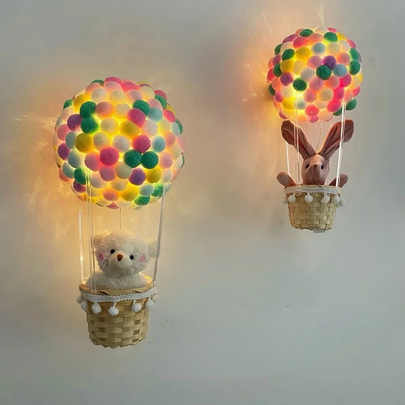 

Творческий ночник ручной работы для детской и девушек Декор для спальни Подвесная лампа воздушный шар кролик романтический подарок на день рождения