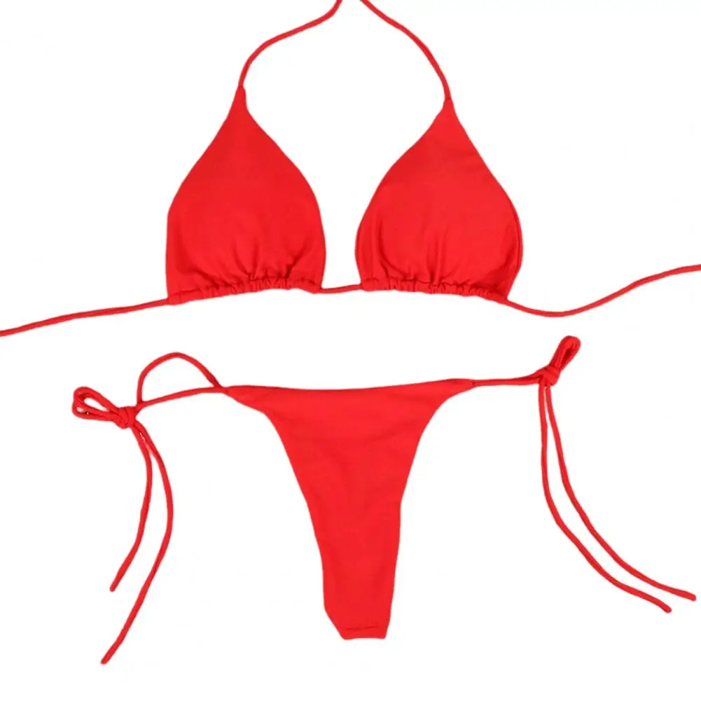 2Pcs/Set Women Sexy Bikini Set Halter Padded Bra High Waist Lace-up Thong Set Bathing Suit Beach Swimwear
2Pcs/Set Women Sexy Bikini Set Halter Padded Bra High Waist Lace-up Thong Set Bathing Suit Beach Swimwear