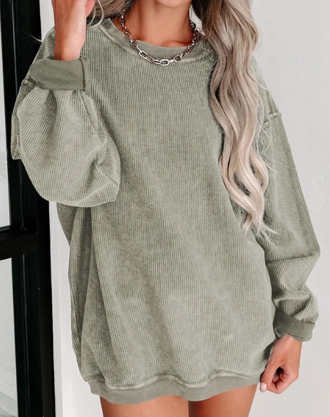 

Woman Blouse 2023 Spring Round Neck Long Sleeve Casual Plain Loose Daily Basics Pullover Tee Top Woman Clothing