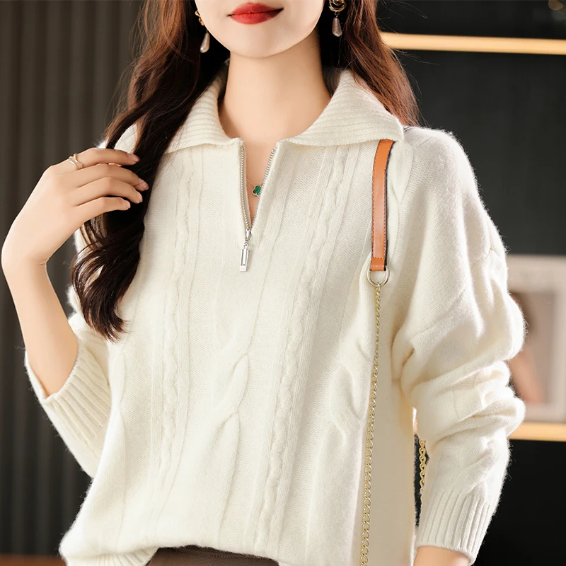 Women's Sweater Knitted 100% Woolen Sweater 2023 Autumn/Winter New Women's Zipper Loose Thickened Wool Top
Women's Sweater Knitted 100% Woolen Sweater 2023 Autumn/Winter New Women's Zipper Loose Thickened Wool Top