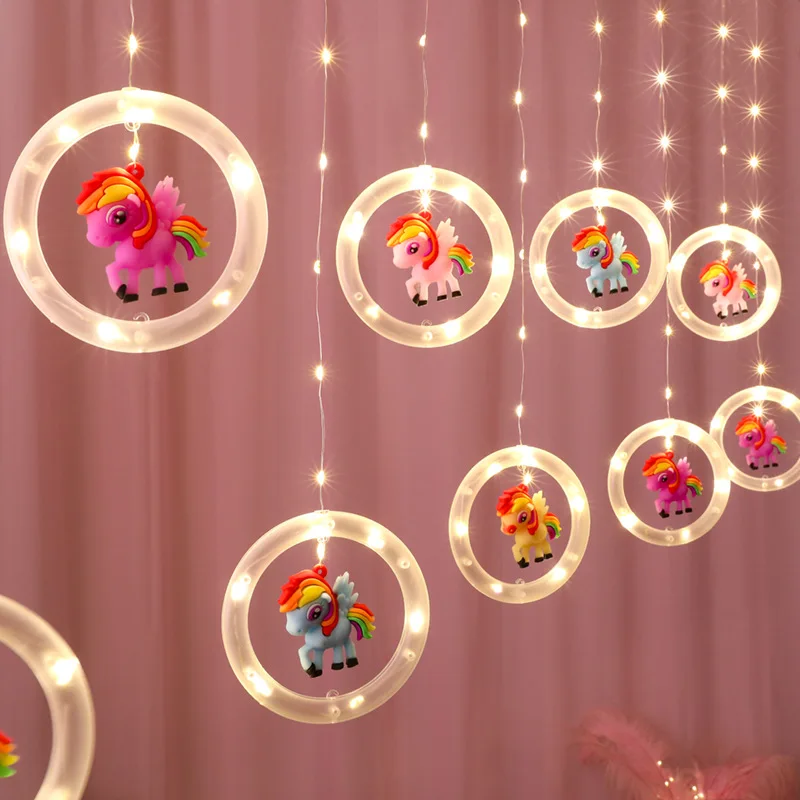 

Unicorn Curtain Fairy String Lights LED Wishing Ball Lamp Christmas Garland Outdoor for Home Wedding Party Garden Window Decor