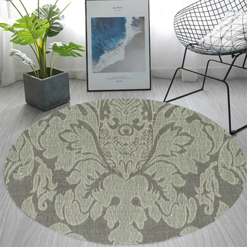 

CLOOCL Flannel Round Carpet Green Palace Pattern 3D Print Area Rug Living Room Bedroom Home Anti-slip Foot Mat Hand Wash Carpet