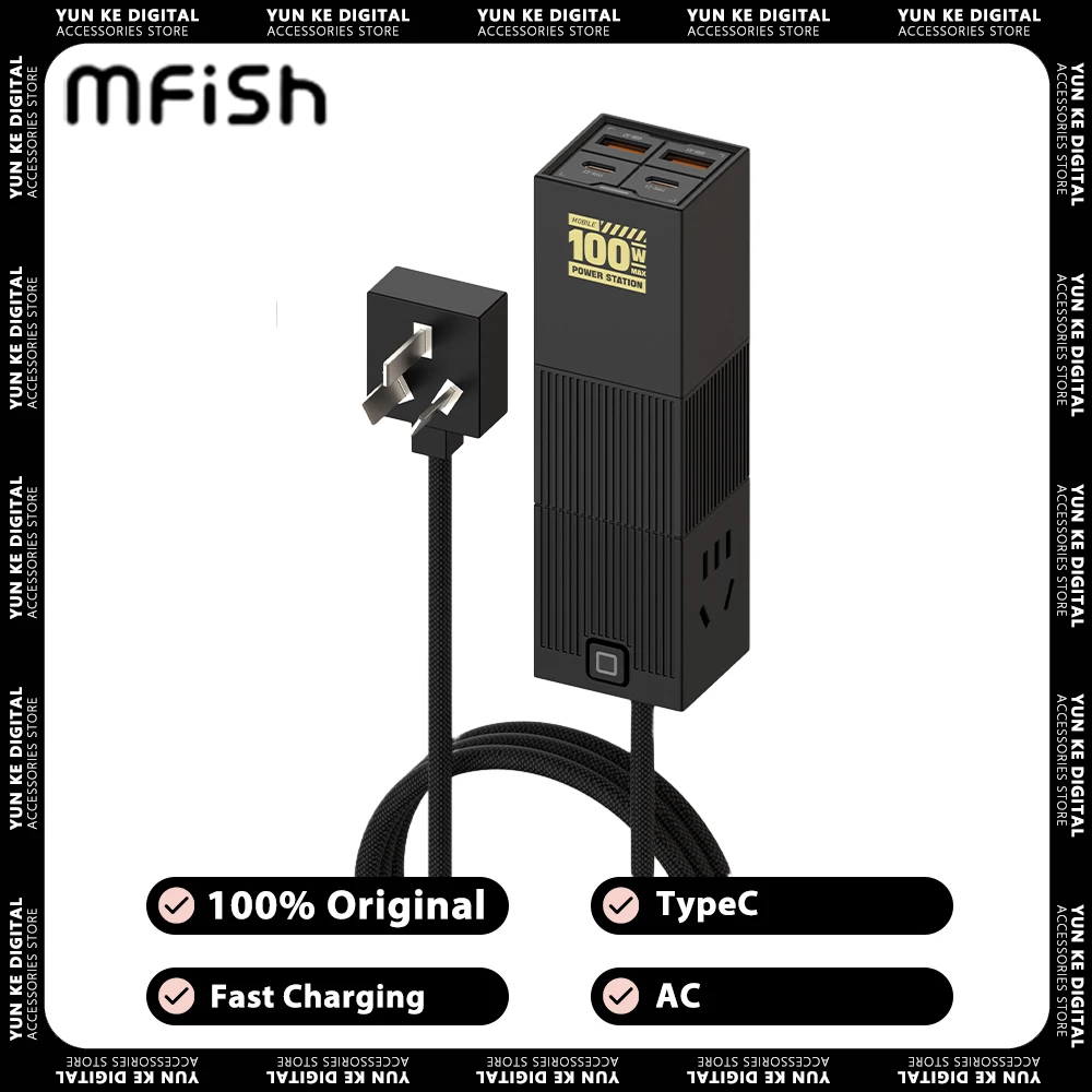 

Mfish 100W GaN Fast Charger TypeC USB 1.5m AC Quick Chargers Safe Multiple Interfaces For iphone 15 14 Macbook iPad Huawei PC