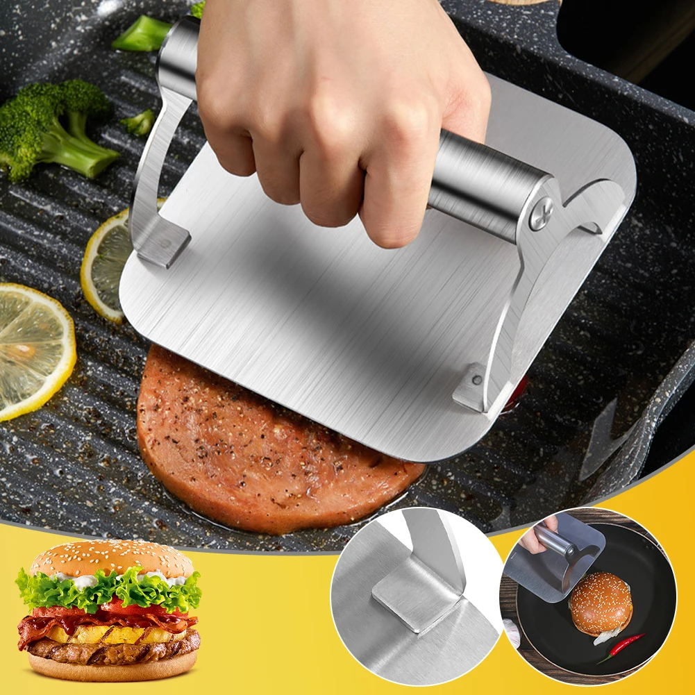 Stainless Steel Burger Press 5.45 Inch Square Burger Smasher Non-sticking Grill Press Professional Griddle Accessories Kit
Stainless Steel Burger Press 5.45 Inch Square Burger Smasher Non-sticking Grill Press Professional Griddle Accessories Kit