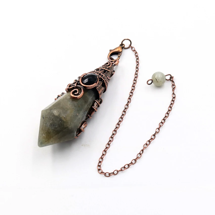 FYSL Copper Wire Wrap Hexagon Prism Labradorite Stone Pendant Link Chain Pendulum for Dowsing Jewelry
FYSL Copper Wire Wrap Hexagon Prism Labradorite Stone Pendant Link Chain Pendulum for Dowsing Jewelry