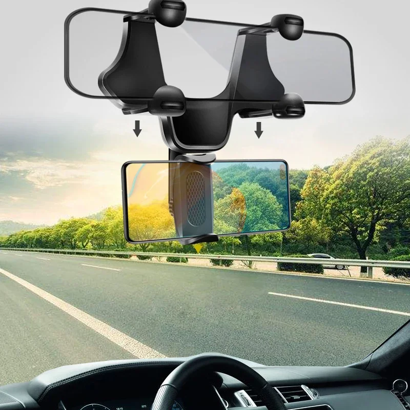 

Universal Car Rearview Mirror Mount Stand Holder 360° Mobile Phone Support Stand Car GPS Adjustable CellPhone For iPhone Holder