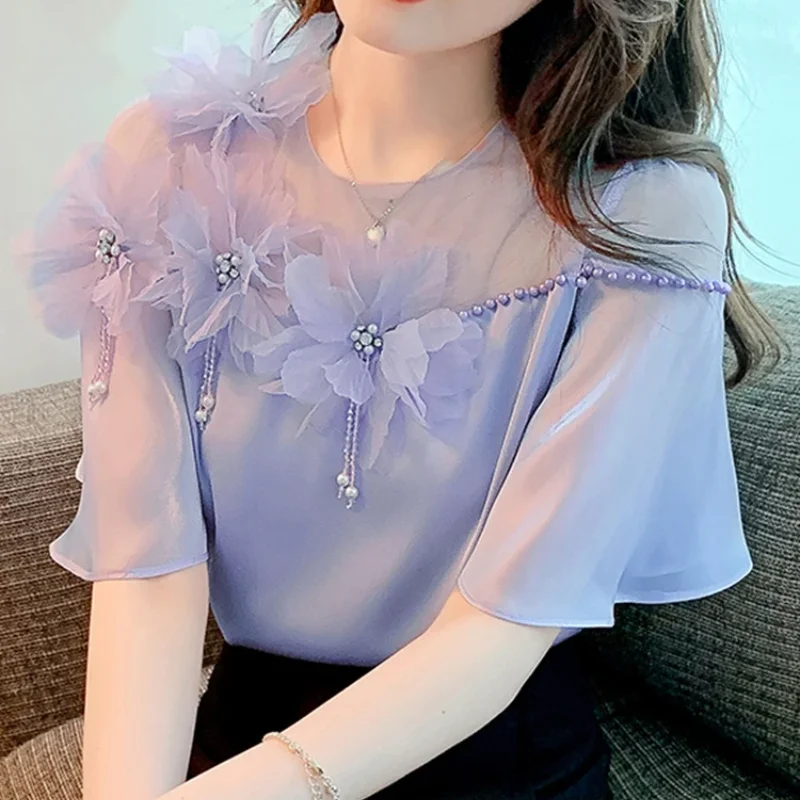 LKSK Summer Shirt Embroidered 3D Beaded Design Retro and Simple Chiffon Shirt Women's Casual Shirt Tops Women 2024
LKSK Summer Shirt Embroidered 3D Beaded Design Retro and Simple Chiffon Shirt Women's Casual Shirt Tops Women 2024